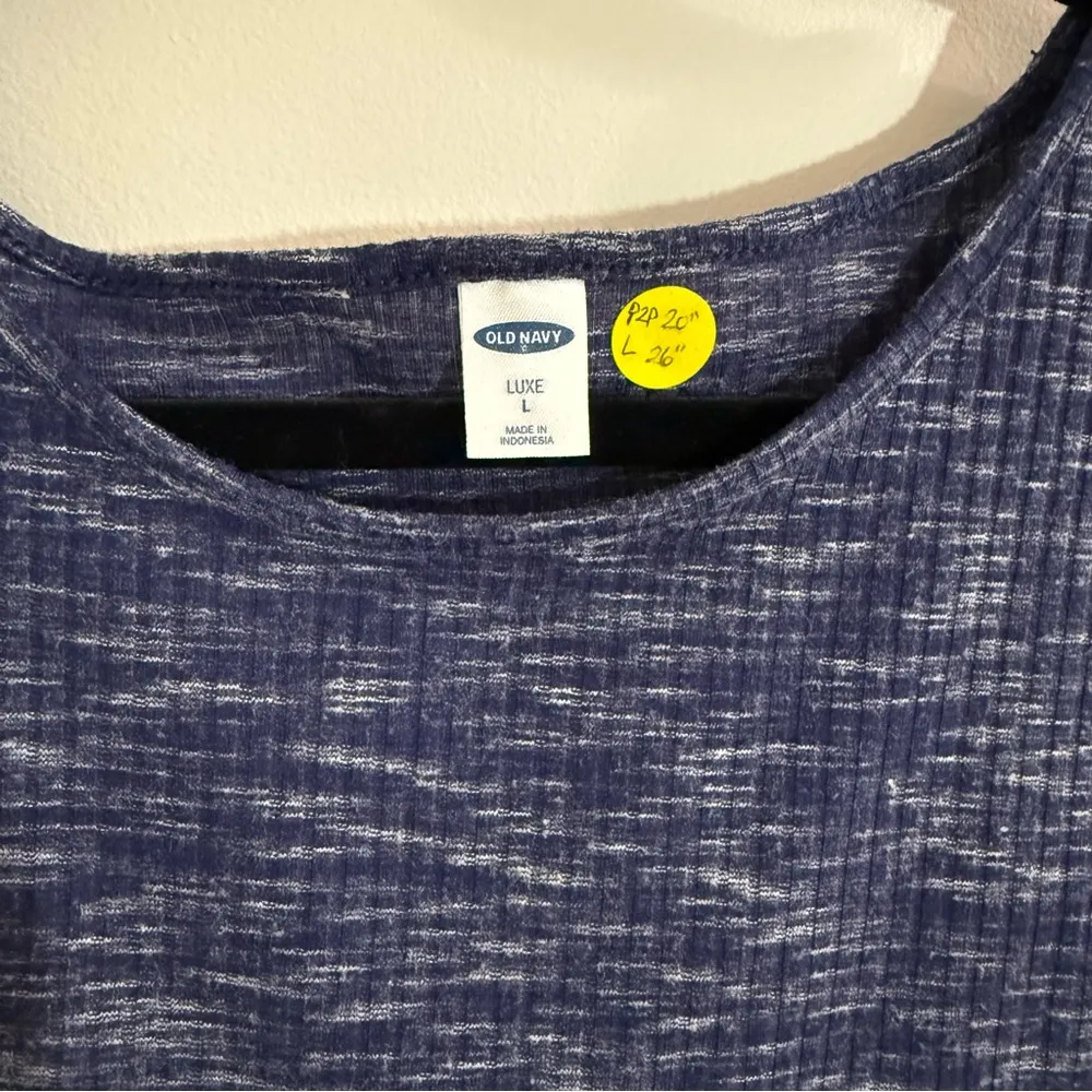 Old Navy Luxe Blue Heathered Tank Top with Flowing Cut Size Large - Image 3