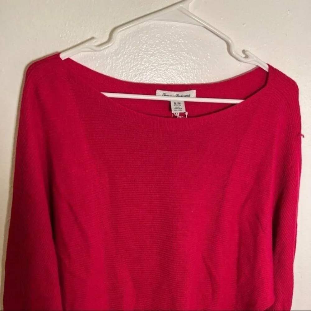Tommy Bahama Bonita Dolman Boatneck Sweater Ribbed Pink M - Image 4