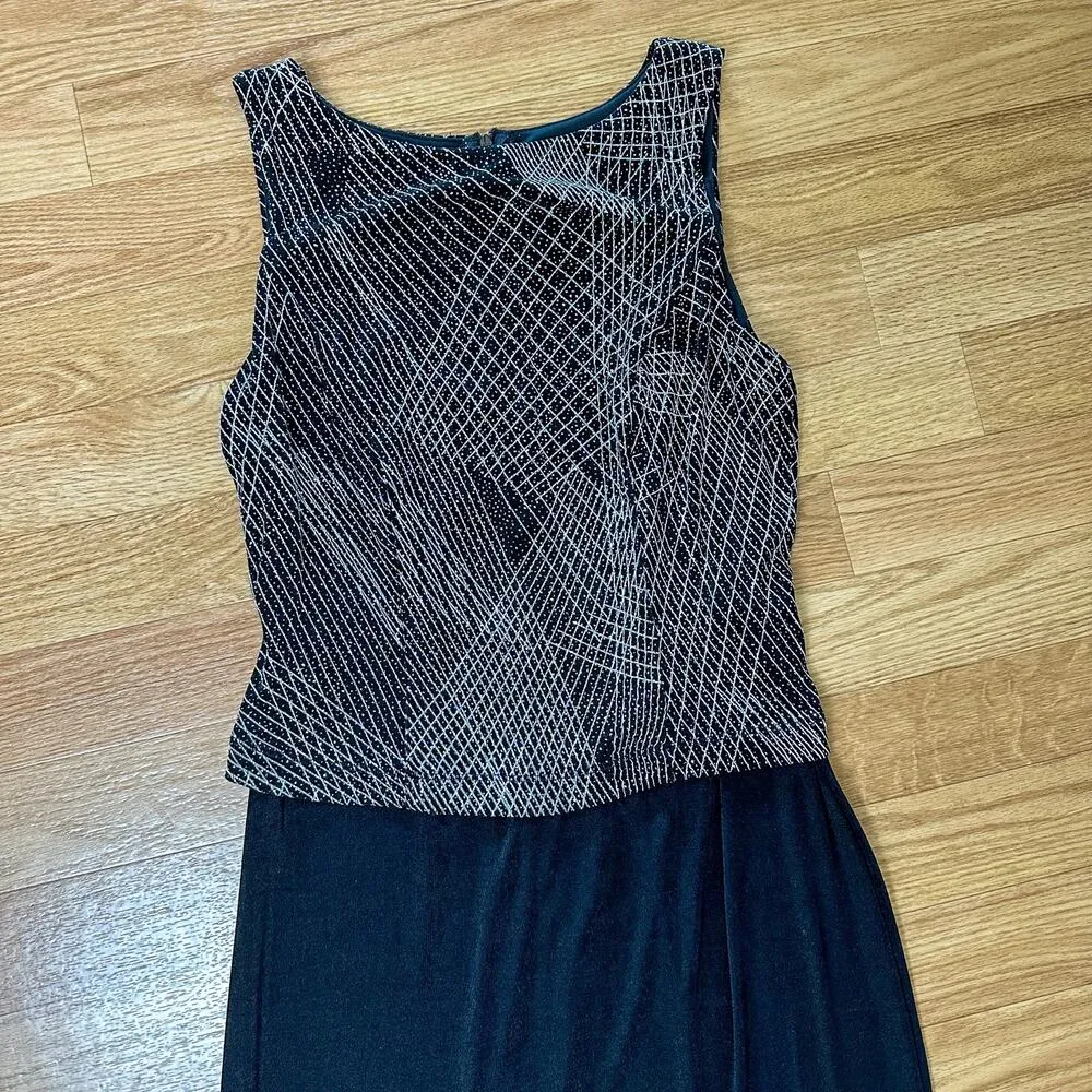 Social Circles Y2K Sleeveless Dress Silver Detail Overlay Top 6 Black - Image 3