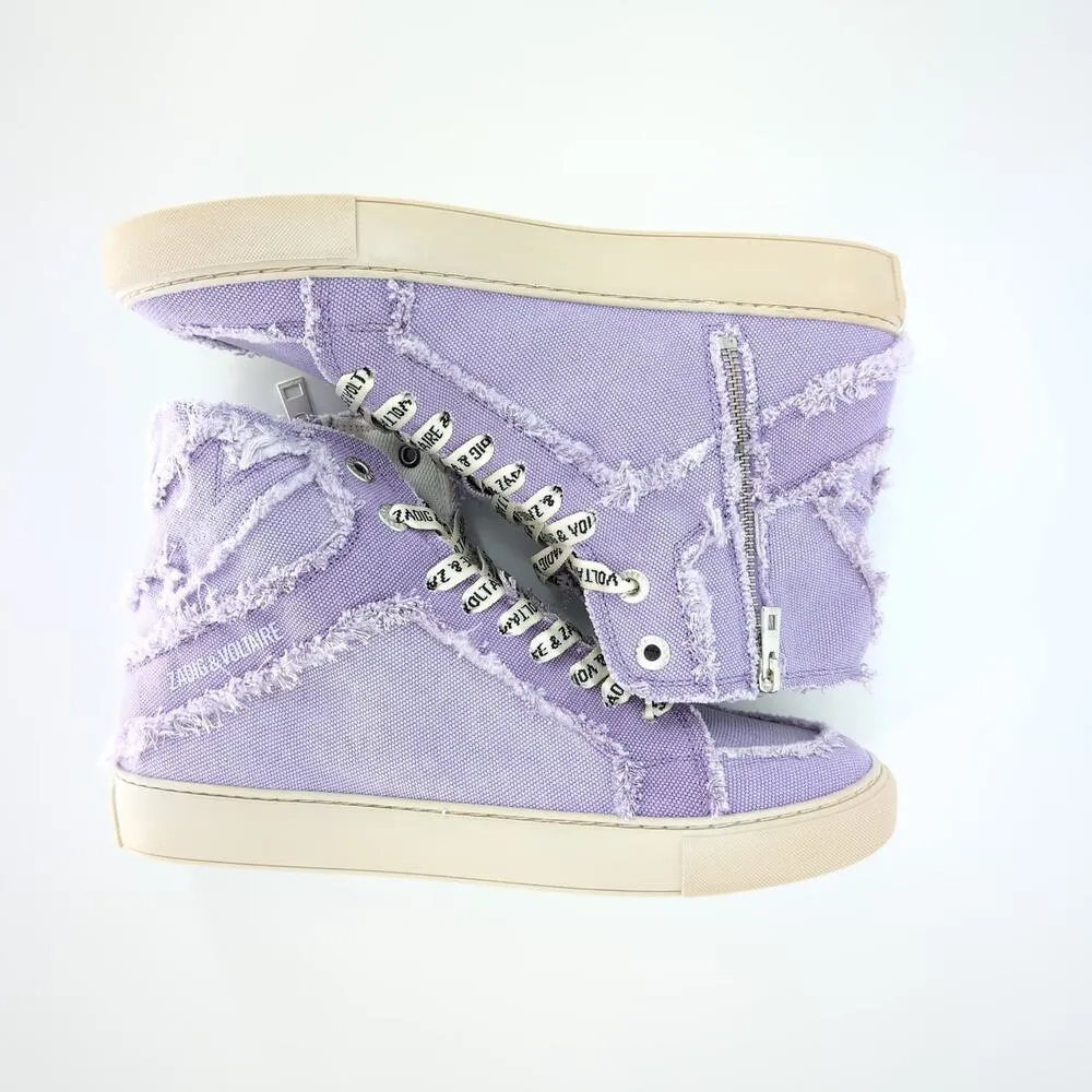 ZADIG & VOLTAIRE High Flash Canvas Sneakers in Boomerang Purple - Size 10 - NIB - Image 4