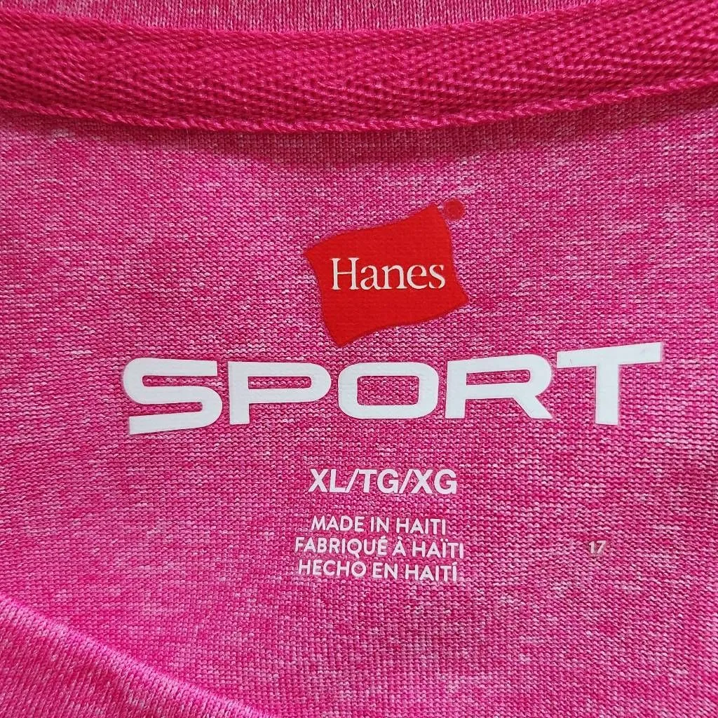 Hanes Sport Pink Long Sleeve Athletic Tee Size XL Hot Pink Performance Shirt - Image 6