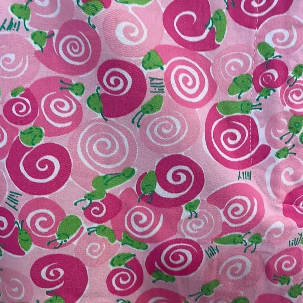 Lilly Pulitzer White Label Rolls Royce Snail Print Pink  Cropped Pants - Image 2