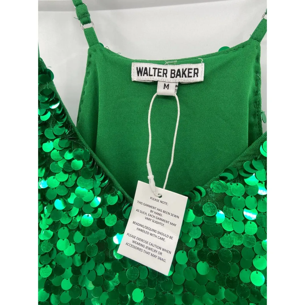 Walter Baker Dolla Dress Sequin Emerald Green Mini Medium NWT - Image 3