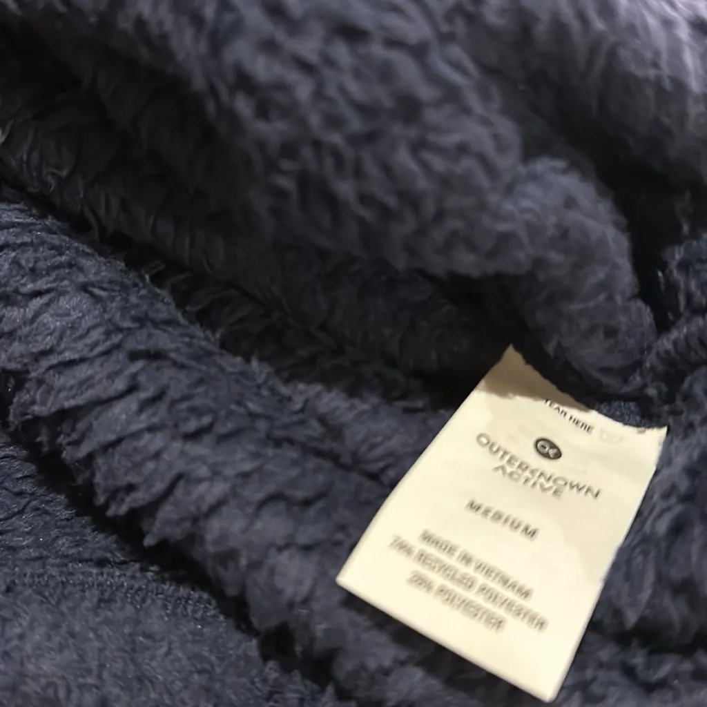 NWT Outerknown Active Sherpa 1/2 Zip Fleece Pullover Neon Green Navy Blue Size M - Image 7