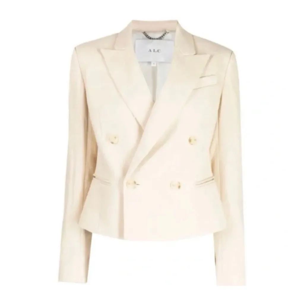 A.L.C. linen and cotton River Crop Double Breast Blazer in barely beige NEW - Image 5