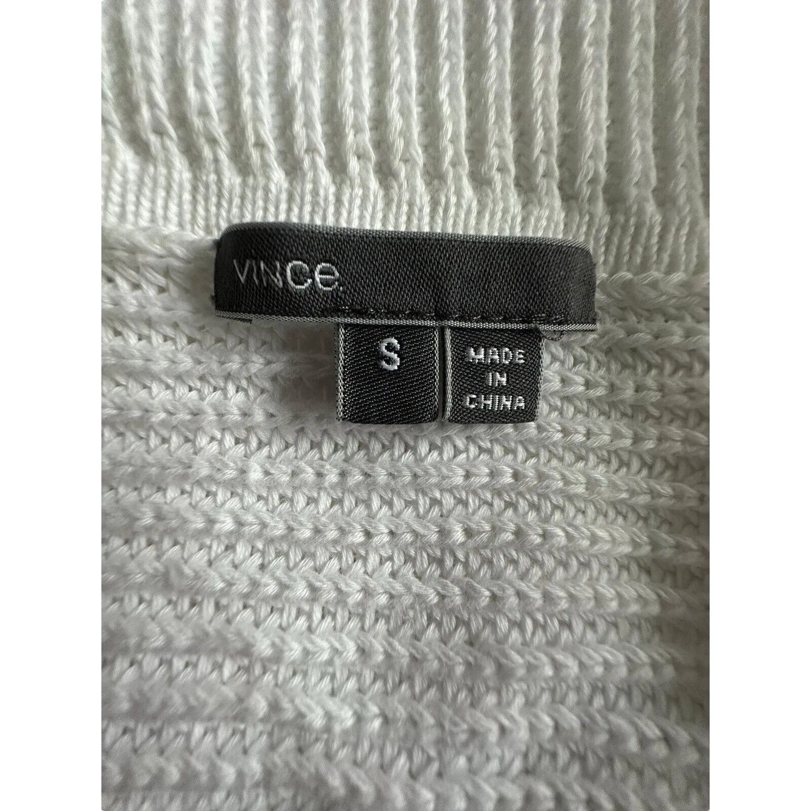 Vince Women's Size Small Weave Knit Shawl Collar Open Cardigan Sweater White M11 - Image 3