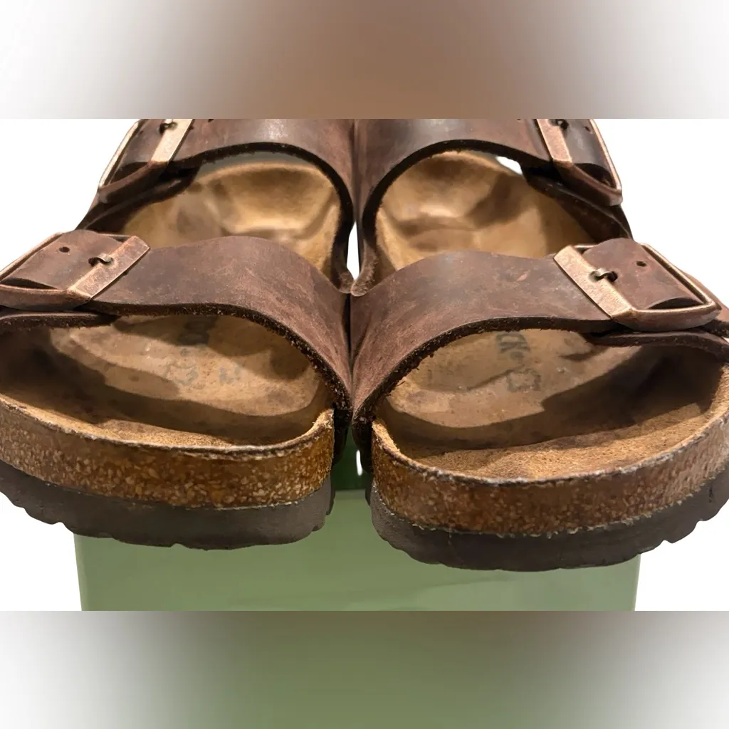 Birkenstock Milano Habana Oiled Leather Sandals, Sz 38 - Image 12
