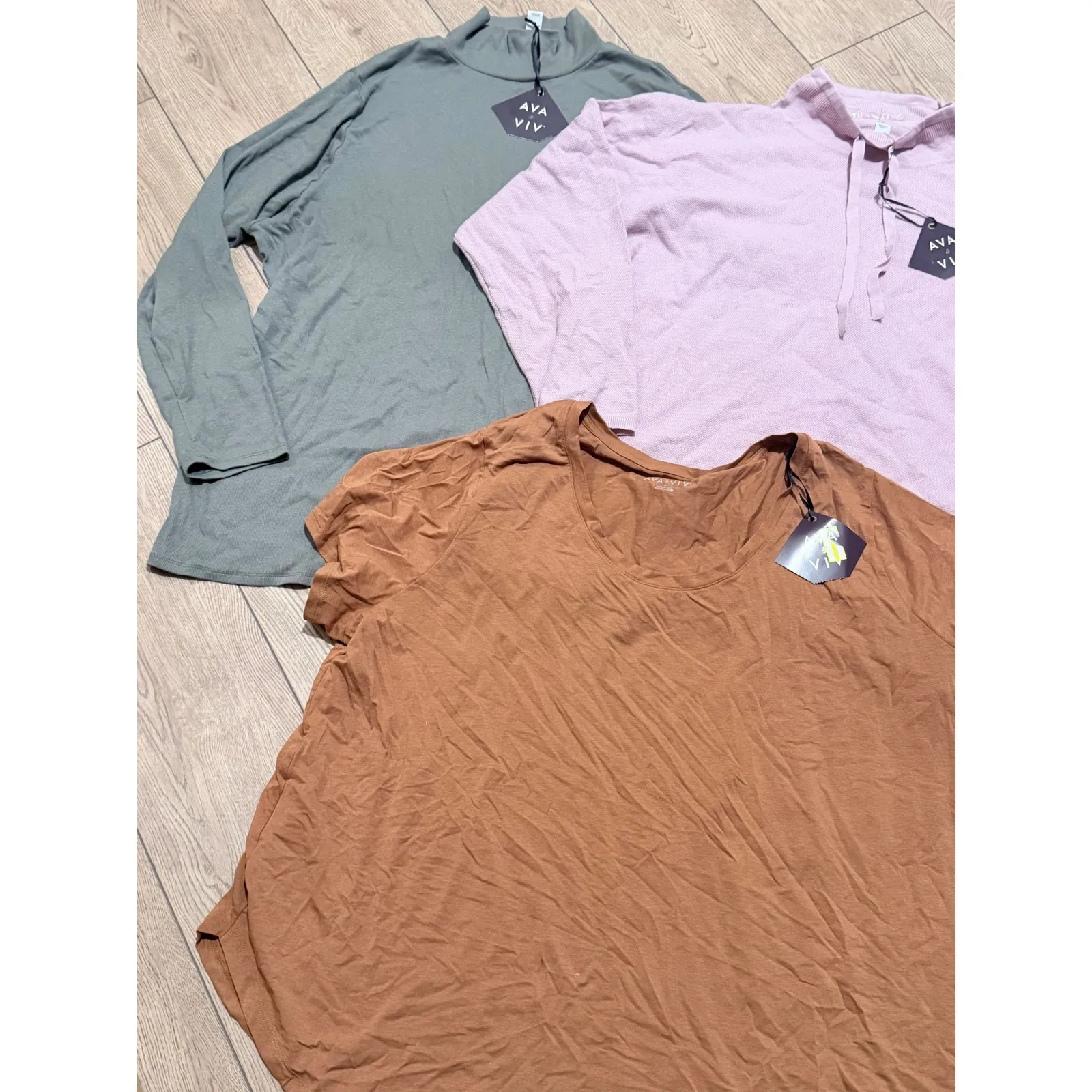 AVA & VIV Womens Plus 4X Bundle 3 Tops Tunic Mock Neck Sweater Shirts NEW NWzt - Image 3