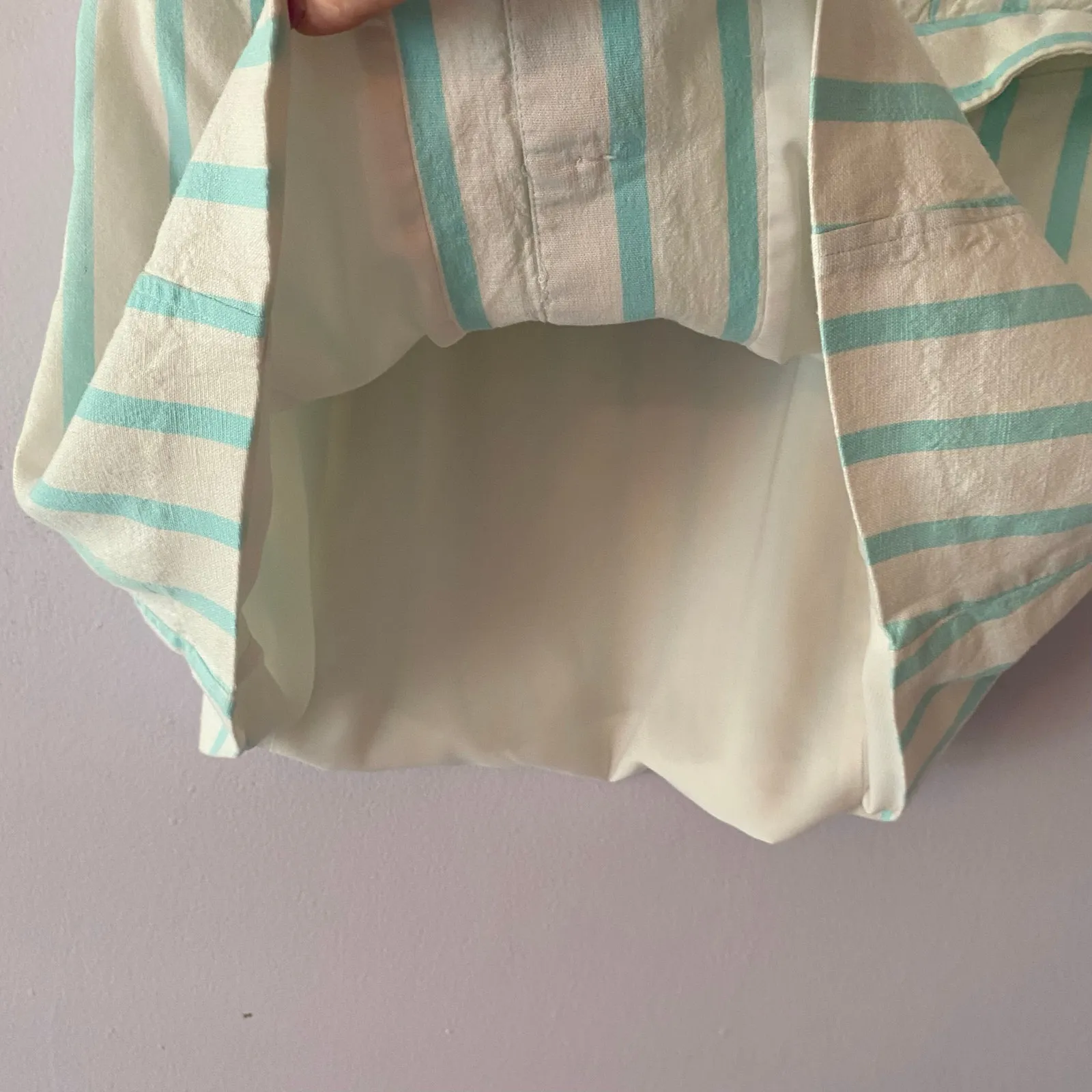 For Love and Lemons Janelle Blue White Striped Linen Mini Skirt Women size Large - Image 7