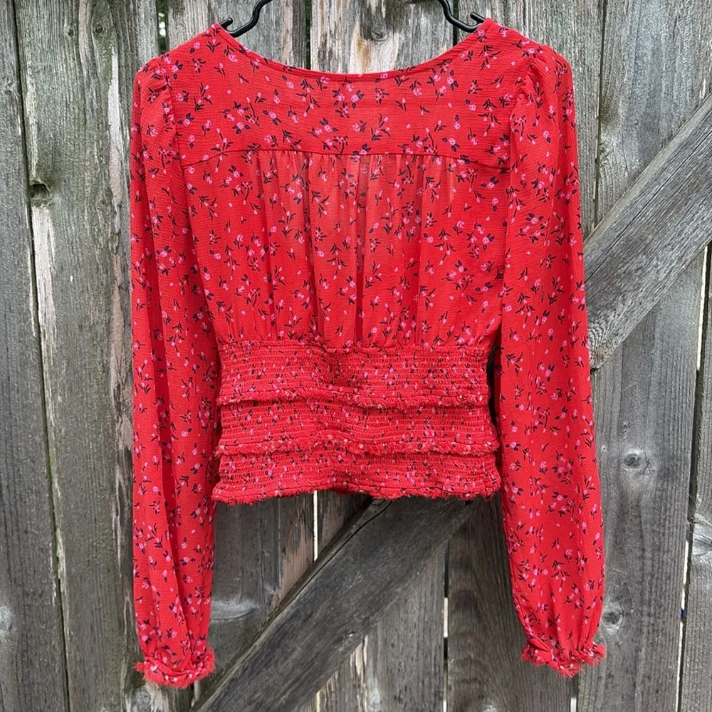 EUC Free People Lolita Red Floral Top Size Small - Image 11