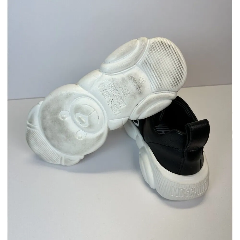 Moschino Logo Band Teddy Sole Women’s Black Leather Sneakers Size EU 35 US 5 - Image 8