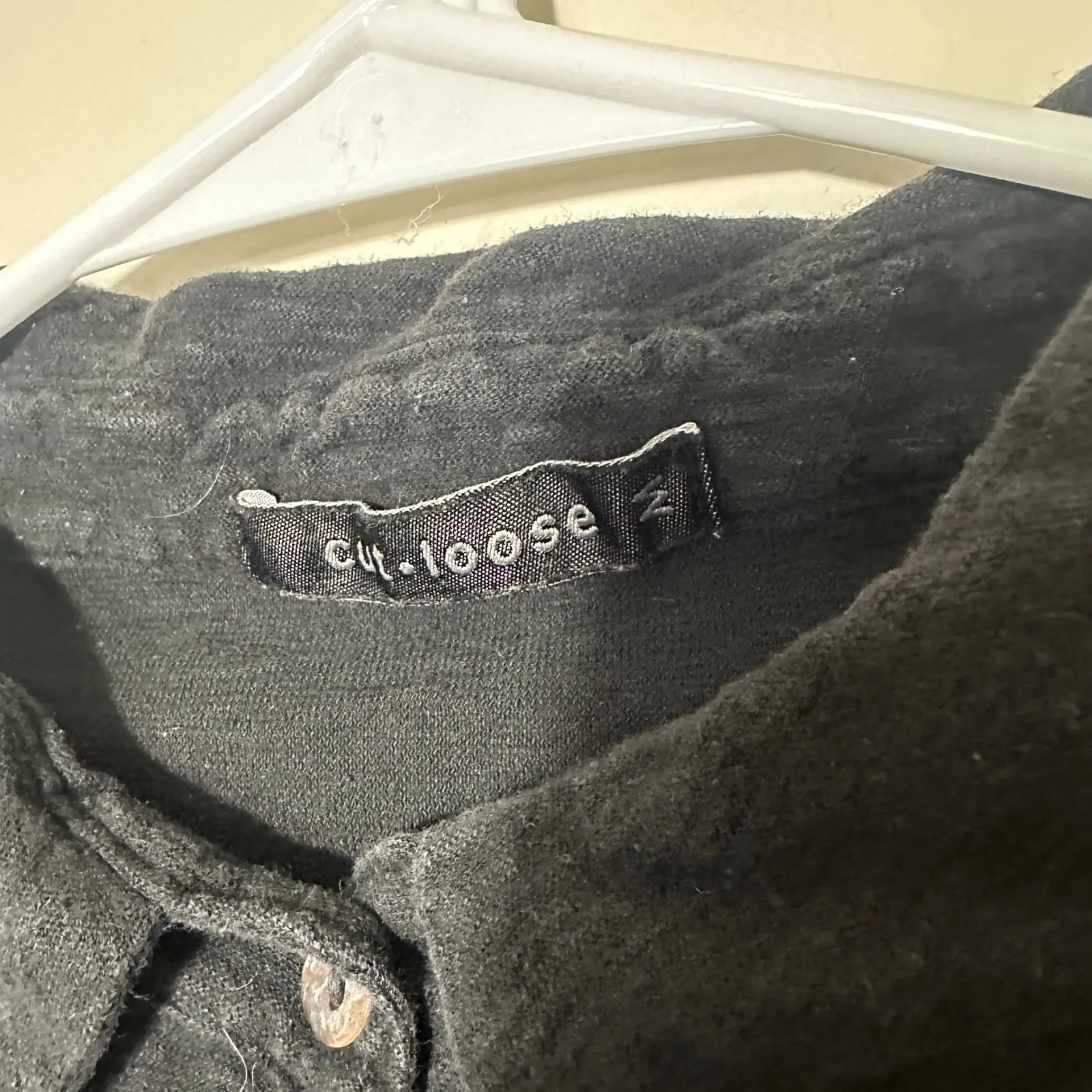 Cut Loose Tunic Shirt Top Black Button Down Linen Cotton Lagenlook Artsy Medium - Image 2