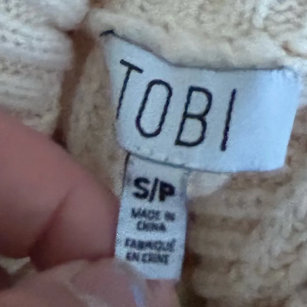 Tobi Cream Lace Side Cable-knit Long Sleeve Cowl Neck Sweater Size Small - Image 3