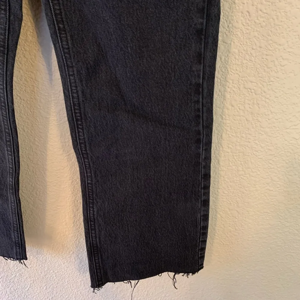 Pacsun black frayed edge high rise straight jeans size 24 grunge moto concert - Image 6