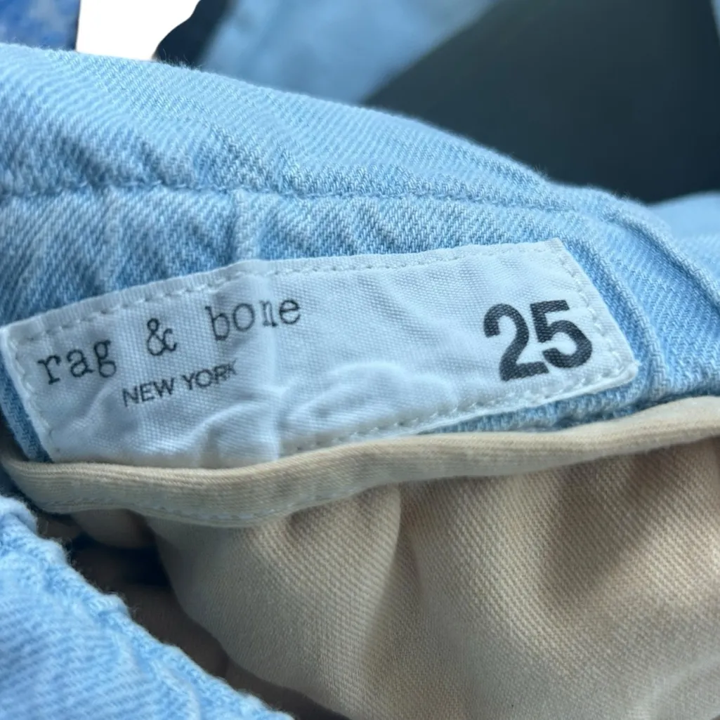 Rag & Bone Straight Pleated Paper Bag Pants Light Indigo Linen Size 25 - Image 14