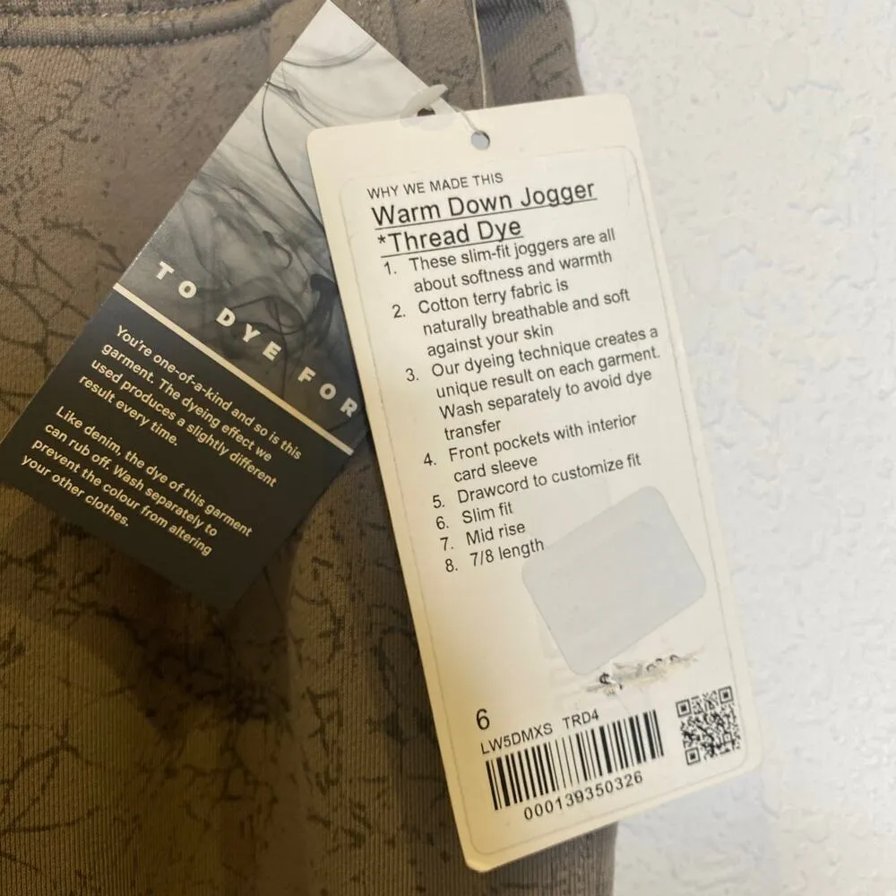 Lululemon Warm Down Joggers Thread Dye Gray Black NWT Sz 6  Pants Comfortable - Image 4