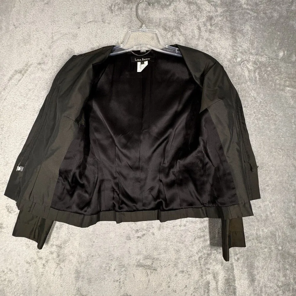 Lida Baday Blazer Women 4 Iridescent Green Satin Office Polished Business Preppy - Image 4