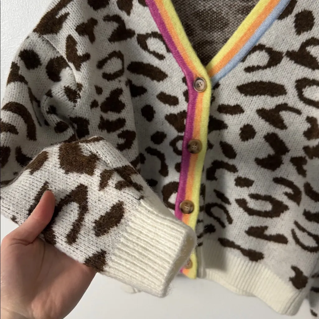 Sundry S Multicolor Leopard Wool-Blend Cardigan Sweater - Image 6