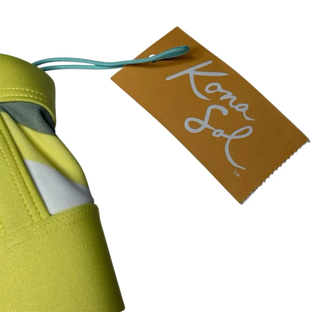 Kona Sol Women's Yellow White Green Stripe Plus Size 1X (16W-18W) Bikini Top NEW - Image 4