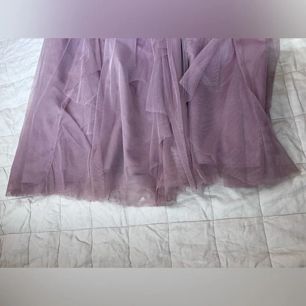 White by Vera Wang Asymmetric Dusty Purple "Quartz" Chiffon Tulle Flowy Gown - Image 6