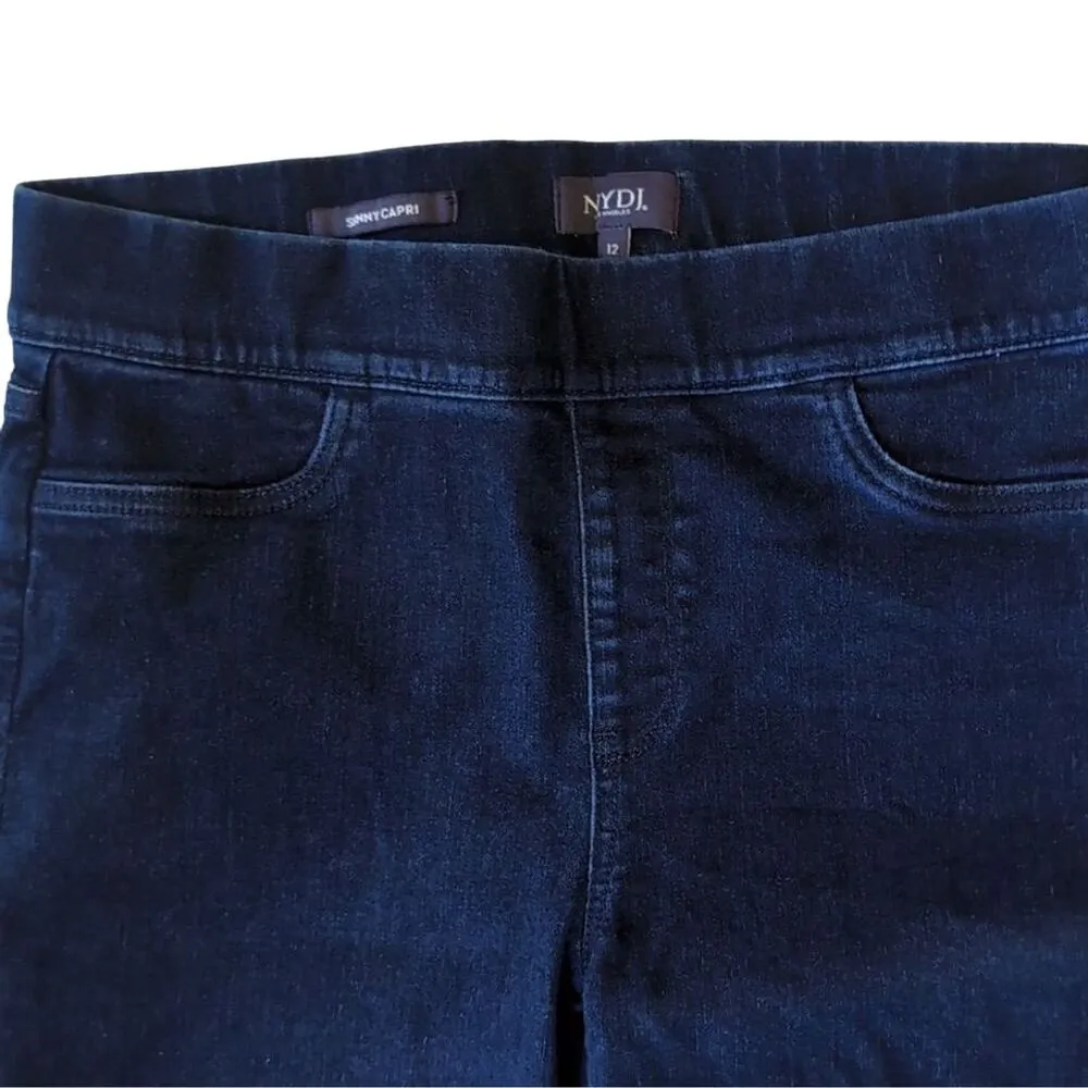 NYDJ Women's Size 12 Blue Capri Jeans Dark Wash Lift Tuck Technology - Image 2