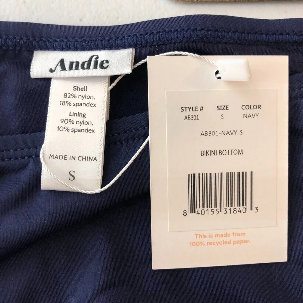 Andie Swim Bikini Bottom Brief Stretch Navy Blue S - Image 5