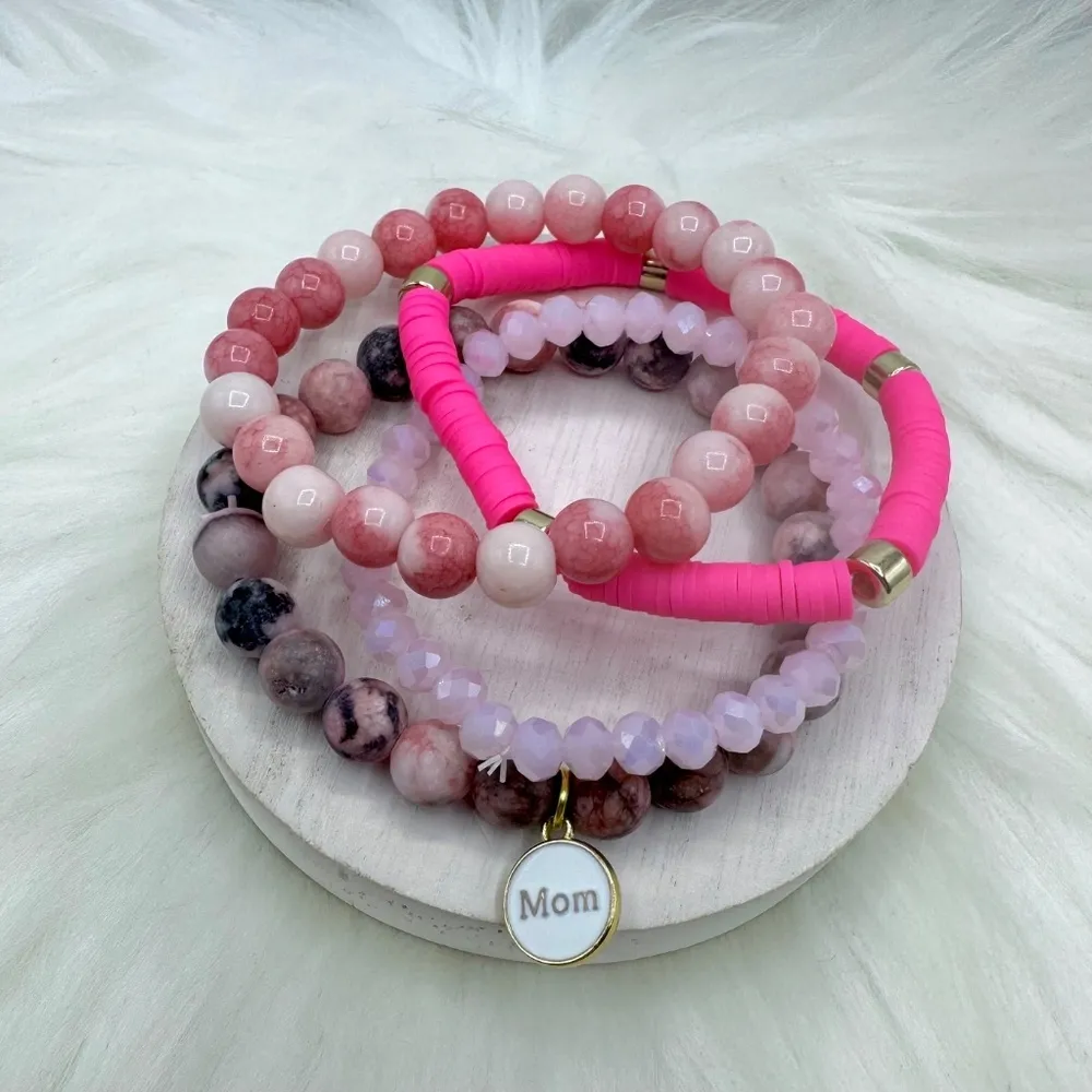 Pink theme Mom Arm Candy Beaded Bracelet - Image 5