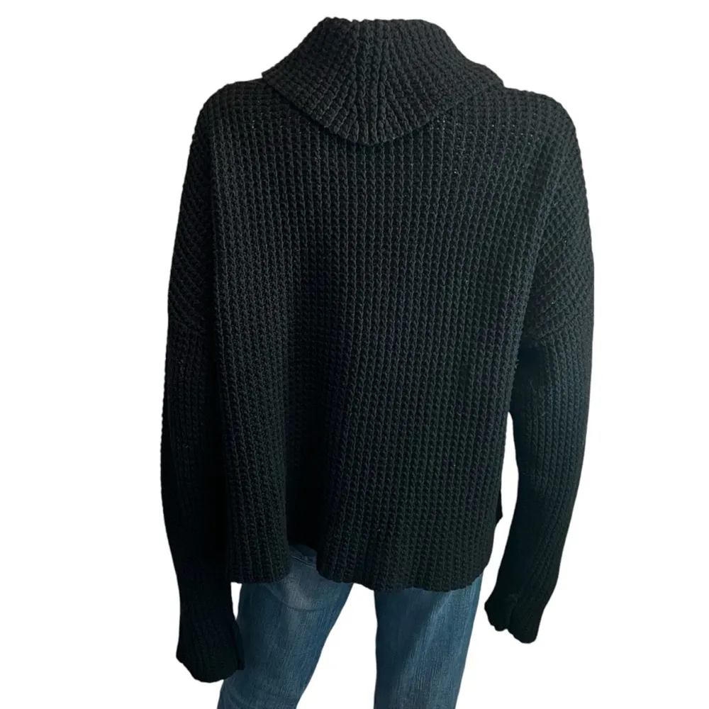 Mud Pie  Black Cable Knit Cowl Neck Sweater Size M - Image 2