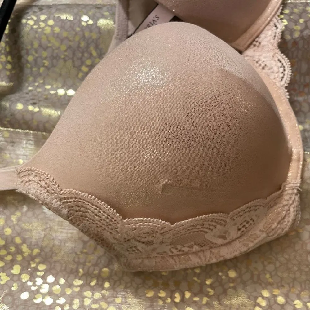 Victorias Secret Dream Angels Light Pink Gold Metallic Push Up Bra 34D - Image 2