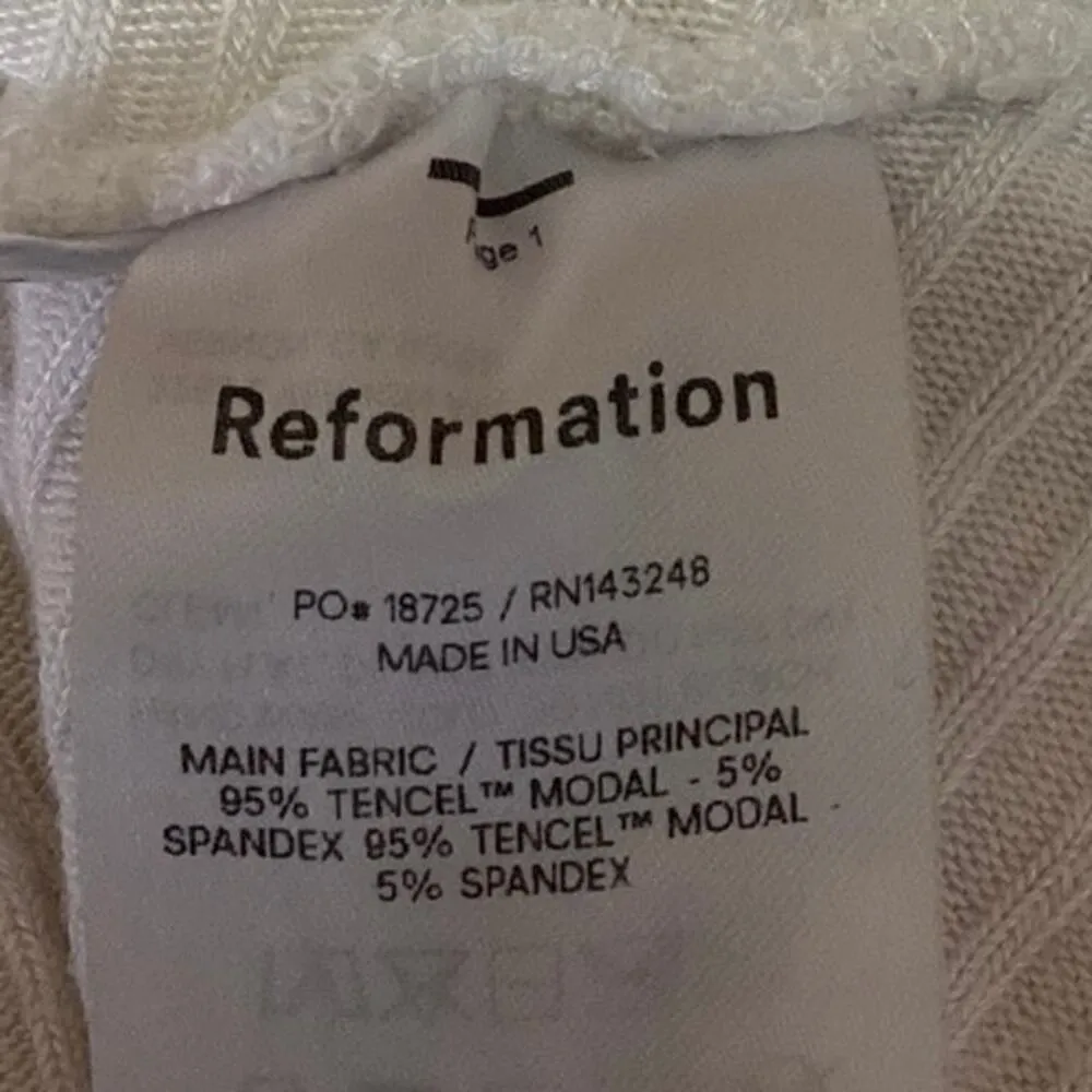 Reformation Minnie Ivory V-Neck Wrapped Knit Long Sleeve Ribbed Sweater Top XS - Image 7