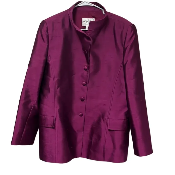 Oscar de La Renta *flawed* Fuchsia Blazer Size 14 - Image 3