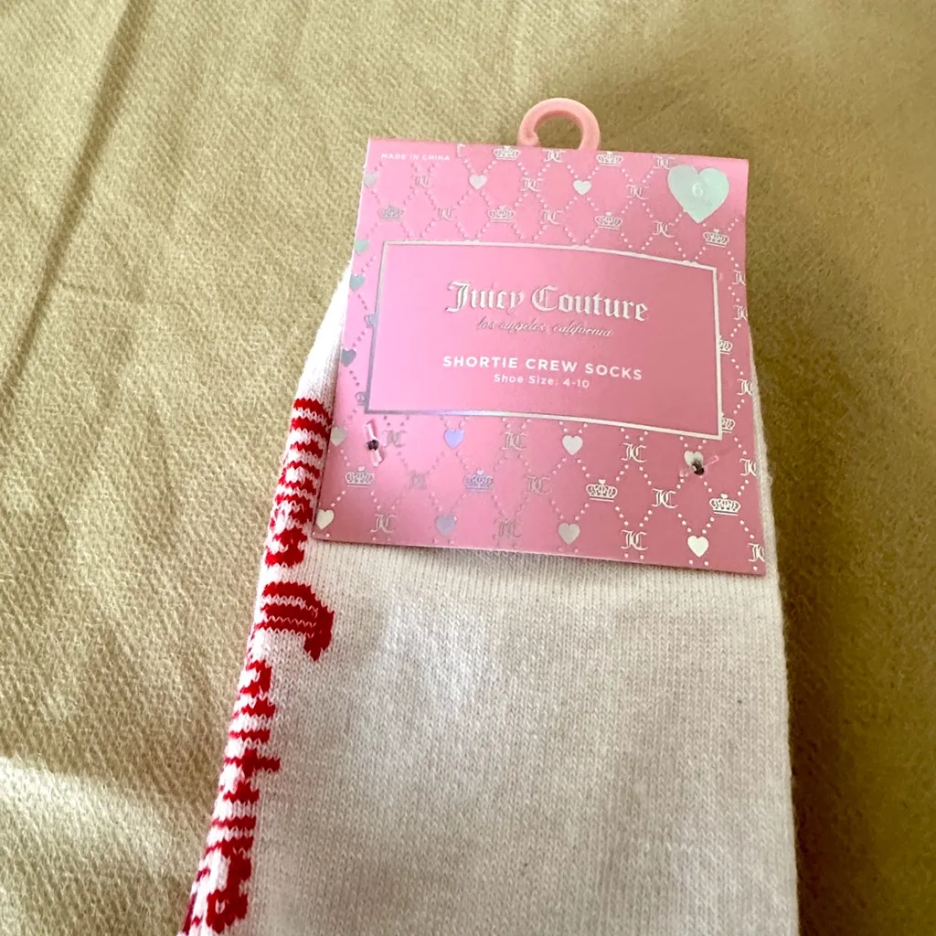 Juicy Couture Cream, Pink and Red Love Crew Socks 6 pairs - Image 5