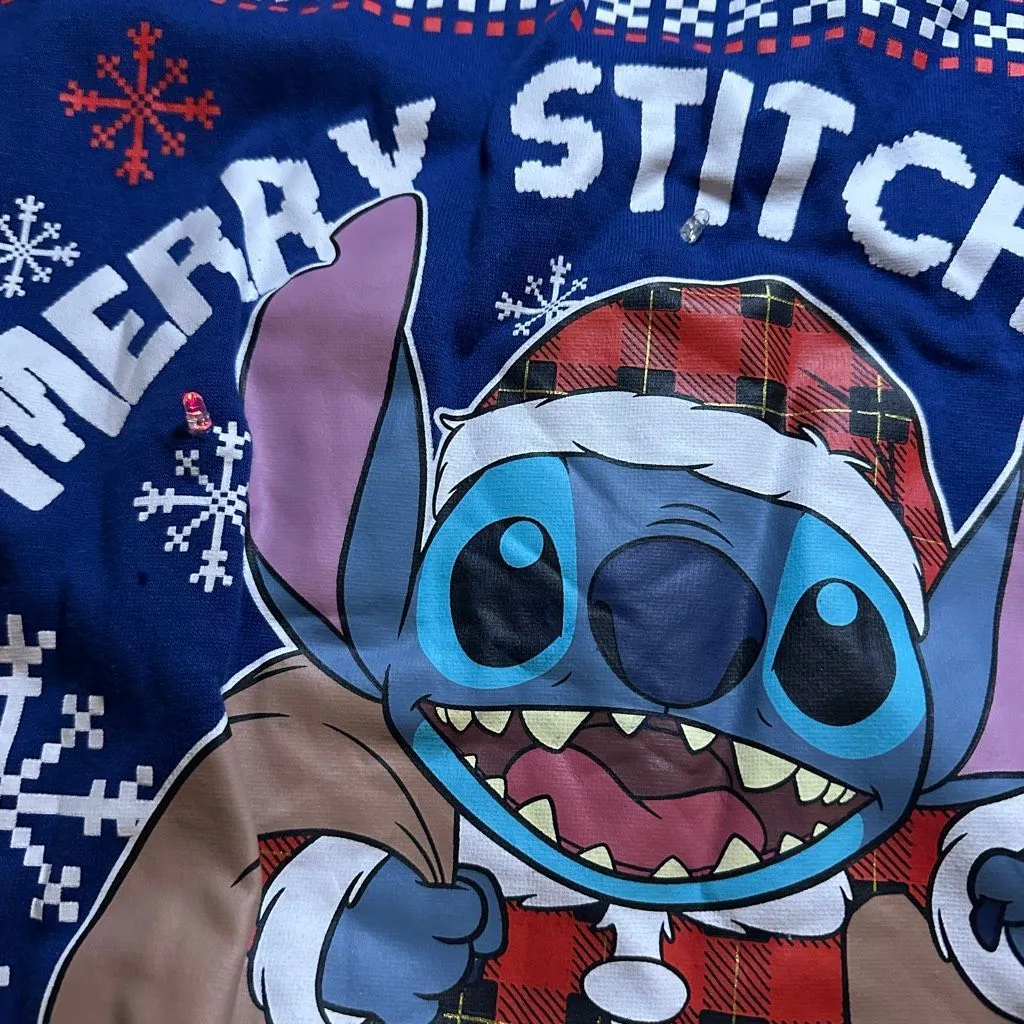 Disney Stitch ugly Christmas sweater light up xl - Image 4