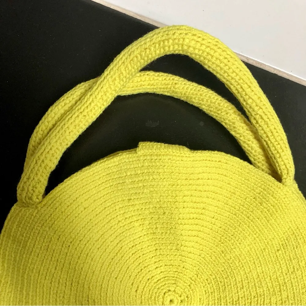 NEW WAYUU Handmade Tribe Round Woven Mini Bag Clutch Wristlet Sun Artisan Yellow - Image 6