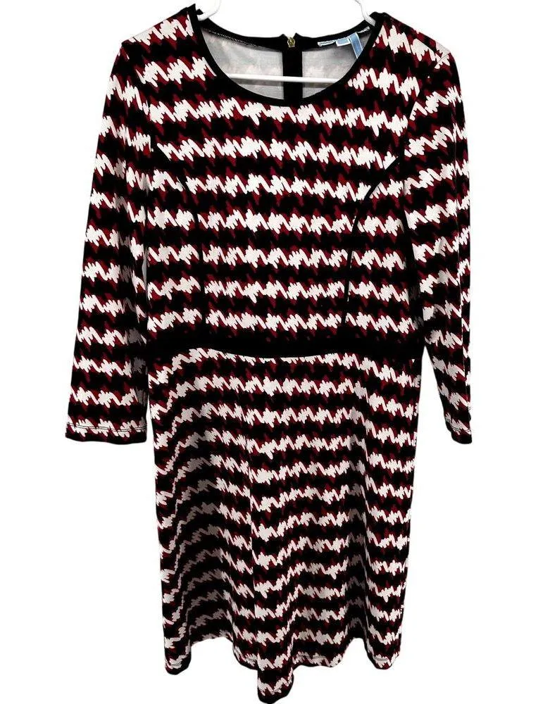 Draper James Homestead Houndstooth Fit & Flare Dress 3/4 Sleeve Multicolor Large - Image 2