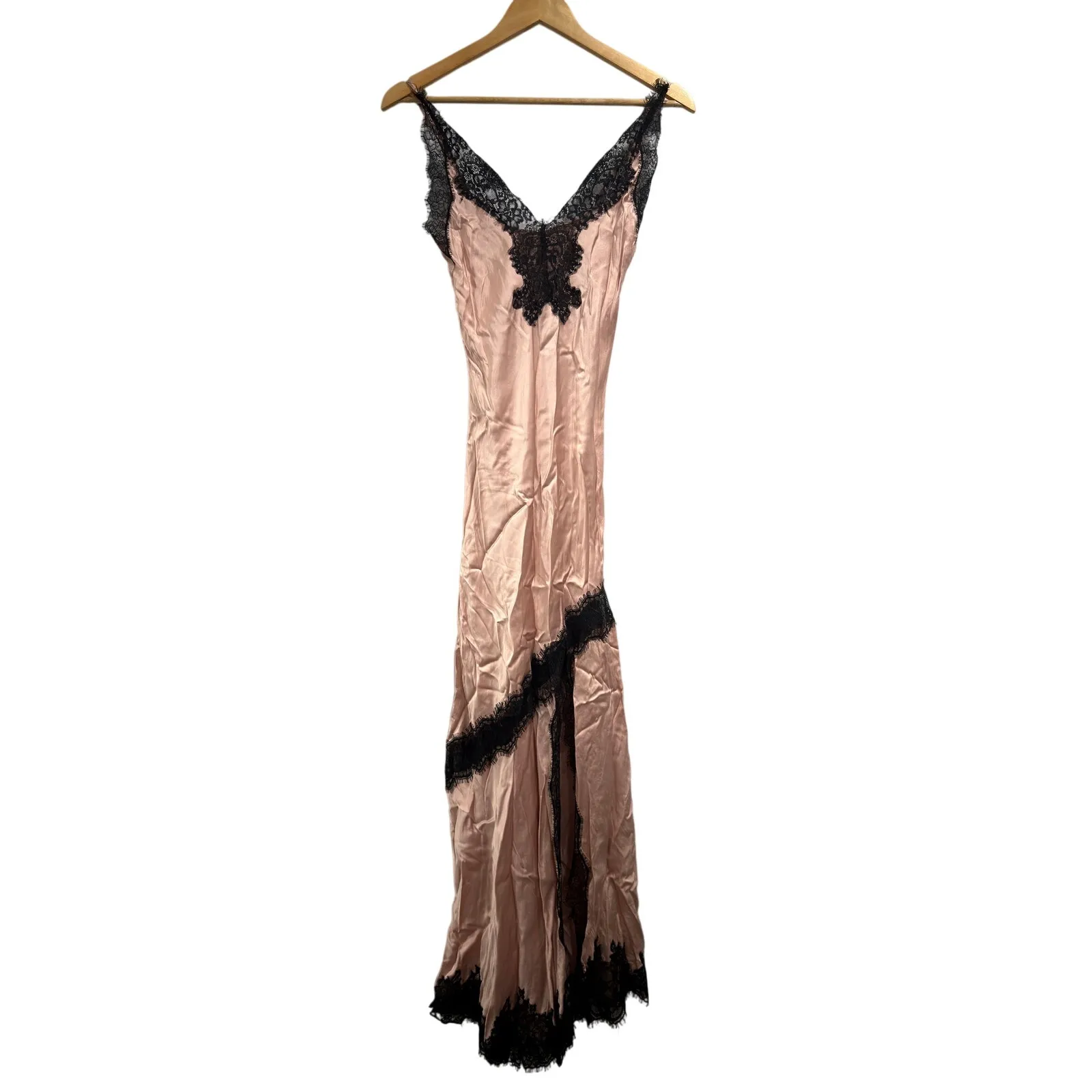 Herskind Nelly Powder Pink Fairy Whimsical $398 NWT Satin Lace Maxi 4 - Image 2