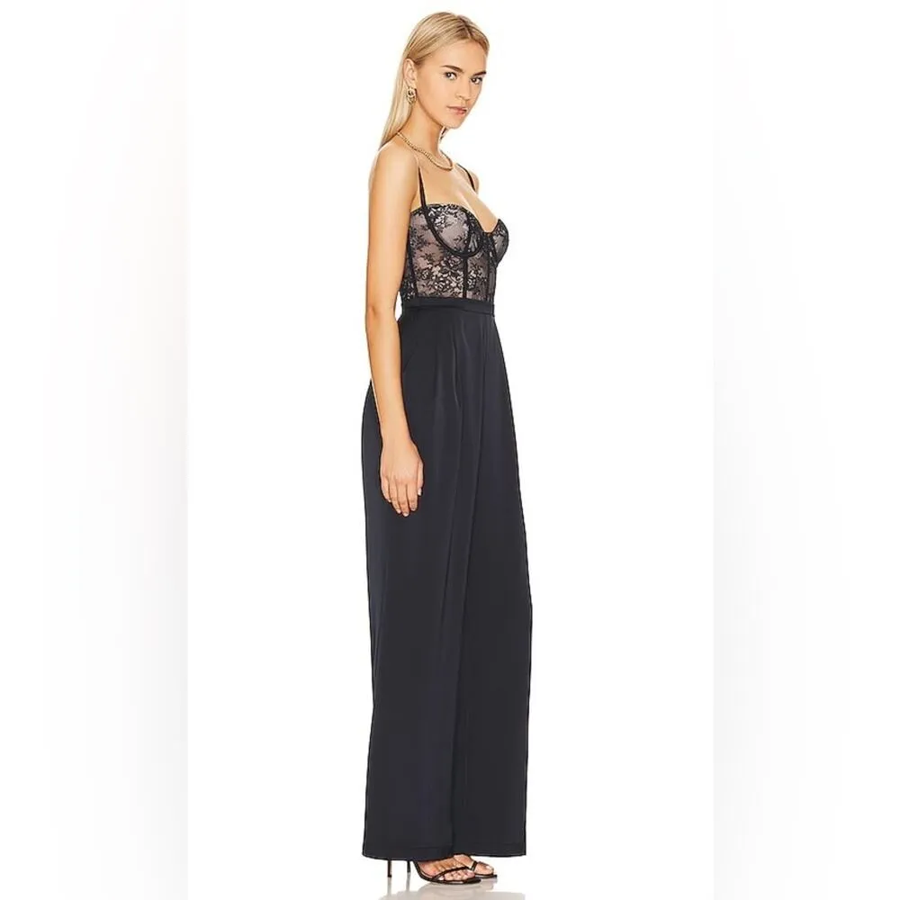 Katie May Black Tink Lace Bustier Sleeveless Wide Leg Jumpsuit XL - Image 6