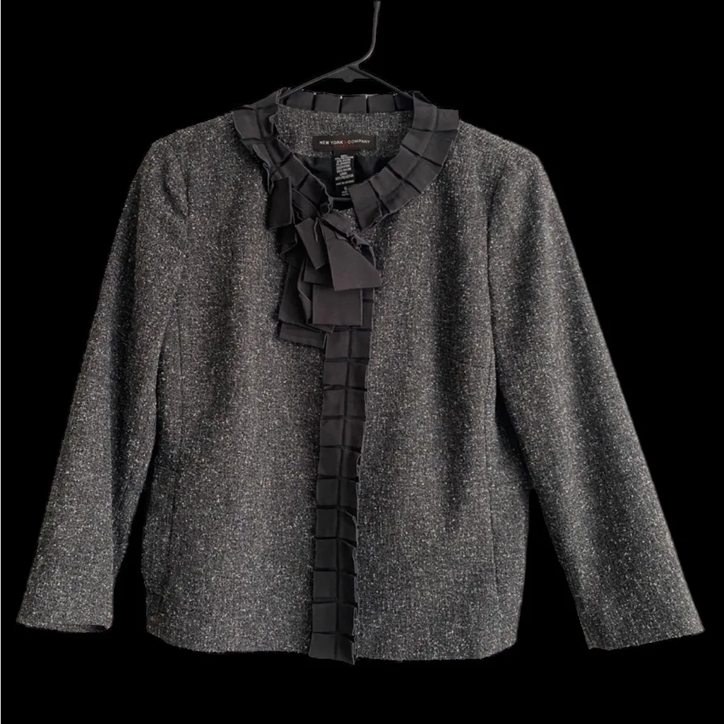 NEW YORK &‎ COMPANY STRETCH WOMENS BLAZER Gray Size 6 - Image 14
