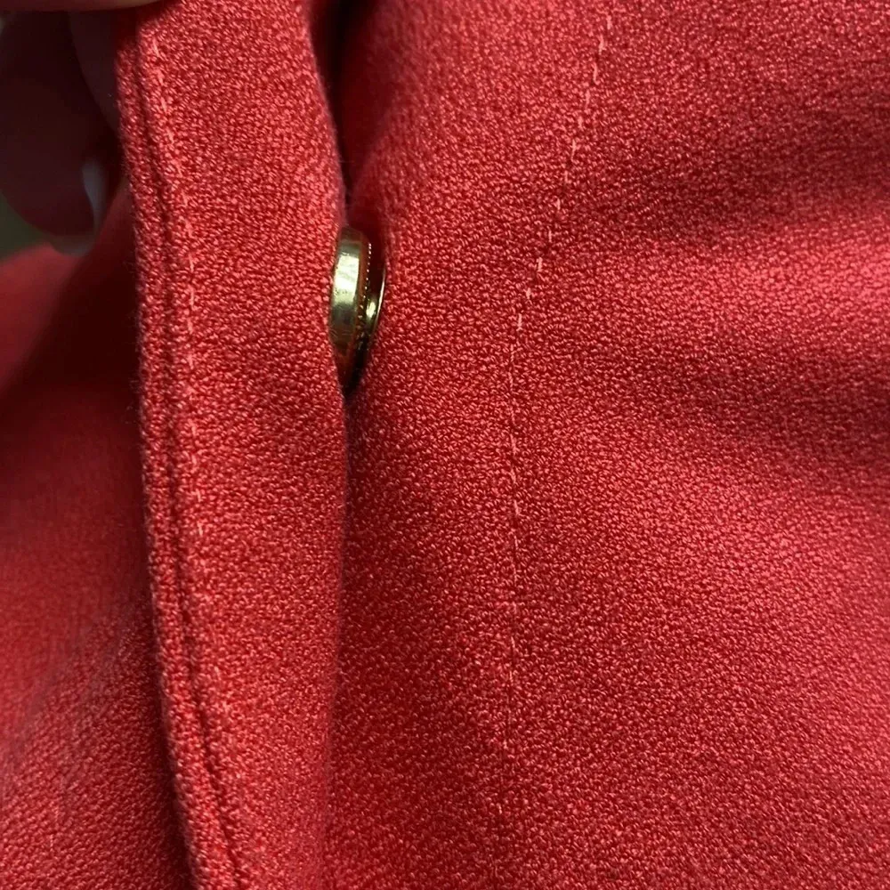 Chicos Size 3 Deep Coral‎ Blazer Gold Closure Crepe Swing Jacket Coat Chico’s XL - Image 10