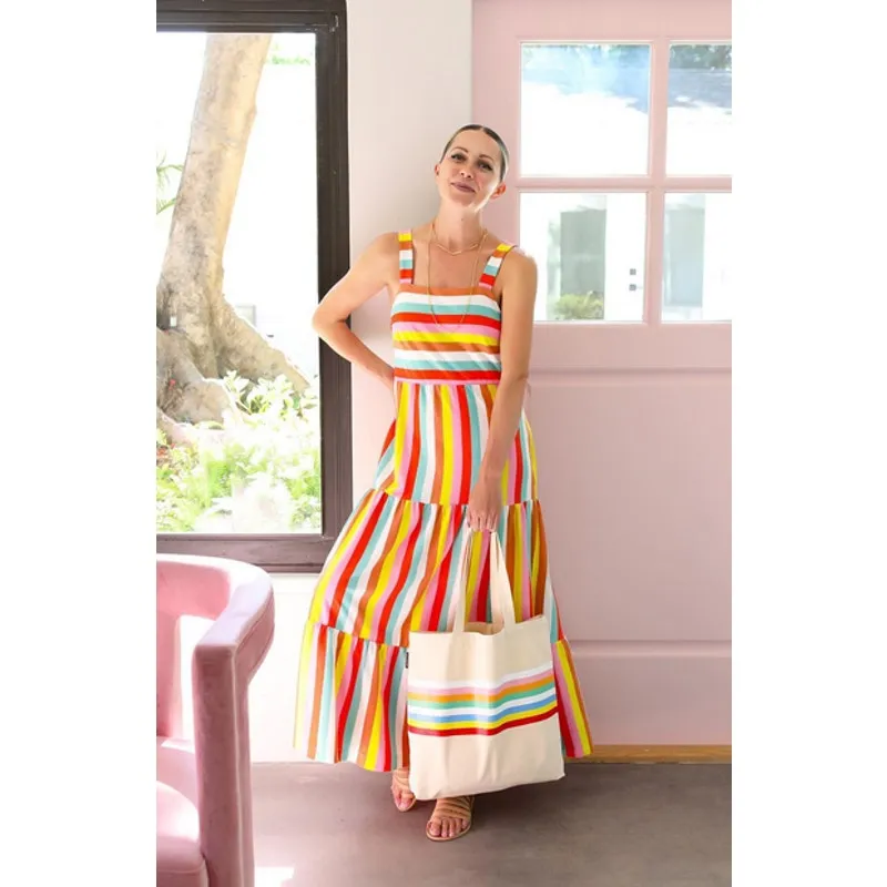 J.Crew Rainbow Stripe Maxi Dress Size‎ XS Colorful Summer Sundress Vacation - Image 3
