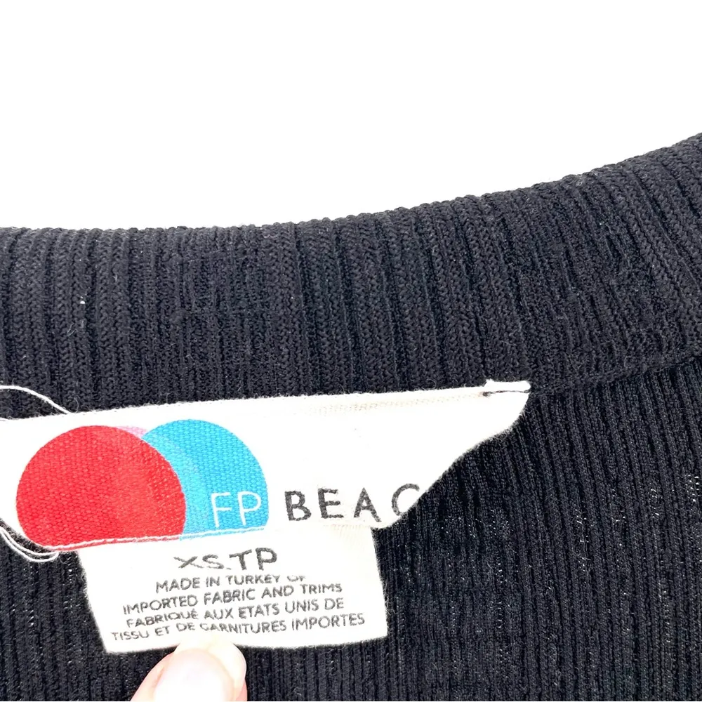 FREE PEOPLE Beach Astr VNeck Long Sleeve Ribbed Collar Minimalist MIDI Dress - Image 8