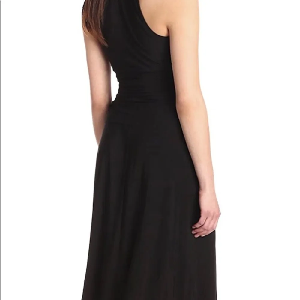 Nine West Dress Midi Black Halter Ruched Jersey Knit Midi 14P Cocktail Party LBD - Image 3