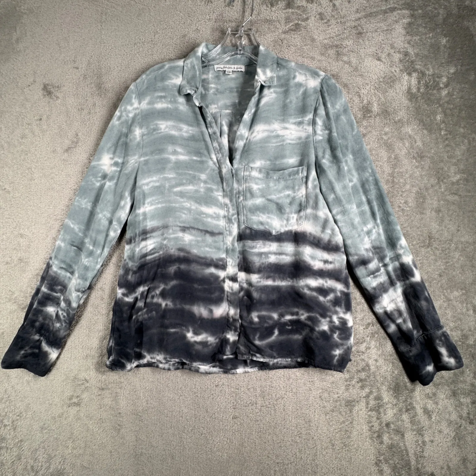 Young‎ Fabulous & Broke Shirt Tie Dye Button Down Hippie Blue White Womens XS - Image 2