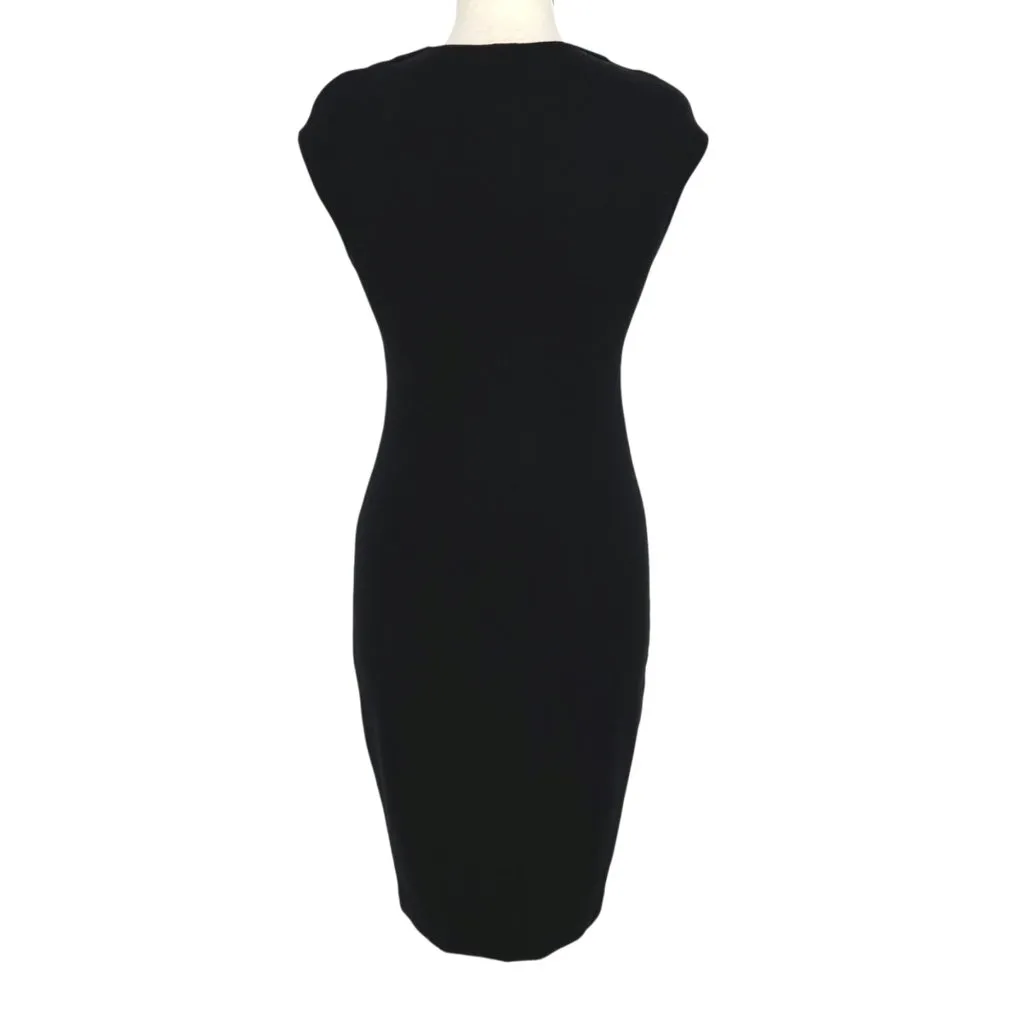 Vince Bib V-Neck Sheath Dress Cap Sleeve Midi Black Size 6 - Image 8