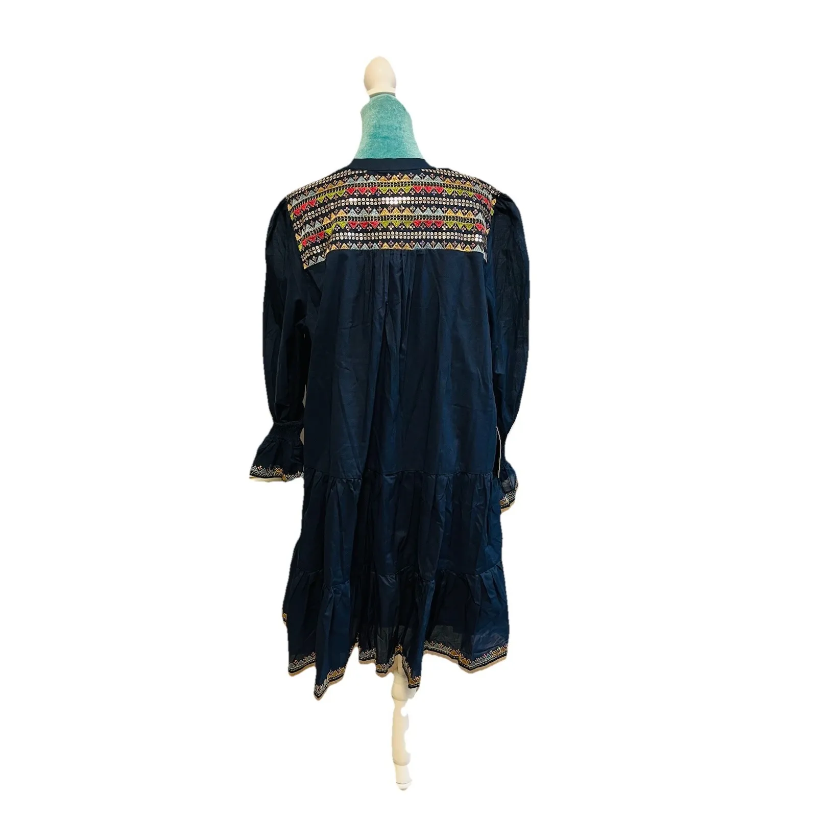 Tuckernuck Pomander Place Kenzo Navy Embroidered Sequin Dress Women's XXL NWT - Image 4