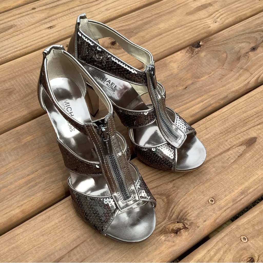 Modern DRESSY sequin sandals on platform💖 Silver Size 7.5 - Image 2