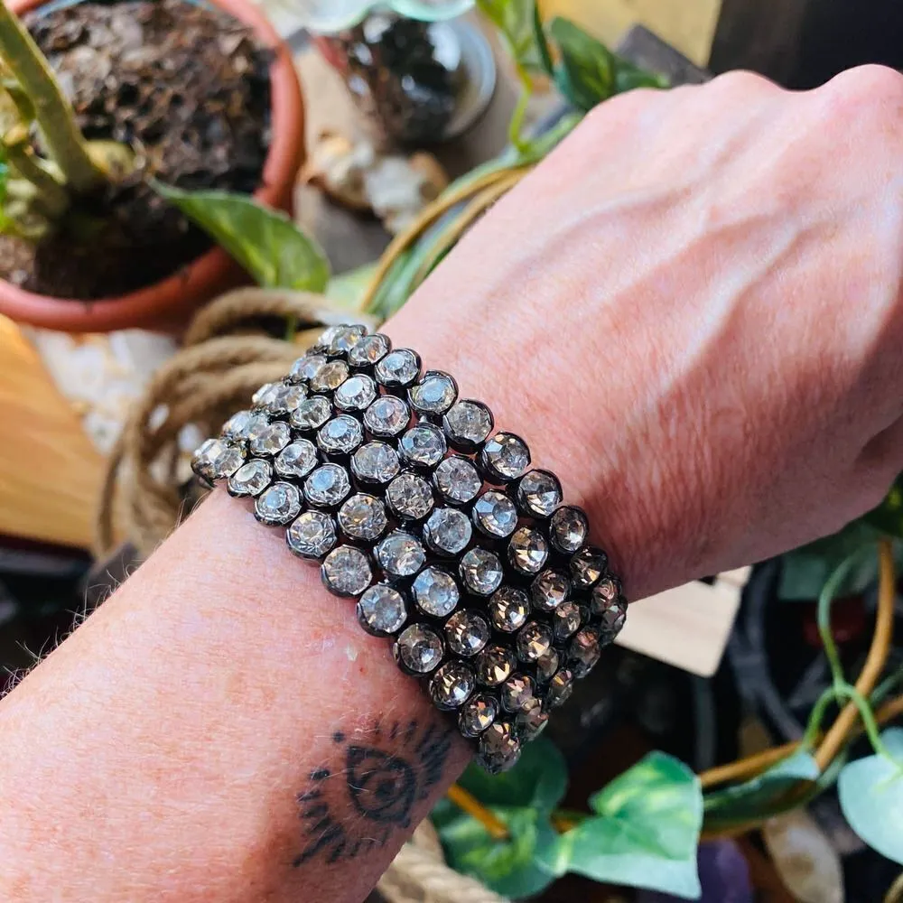 Amrita Singh Clear Austrian Crystal Gun Metal Cuff Gorgeous - Image 2