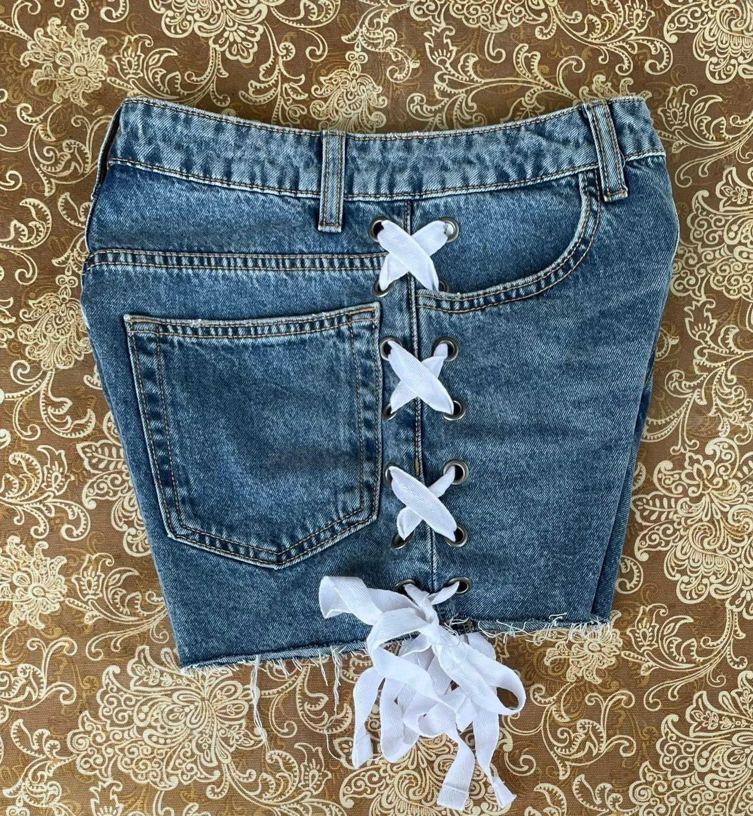 Lace Up Denim Shorts - Image 6