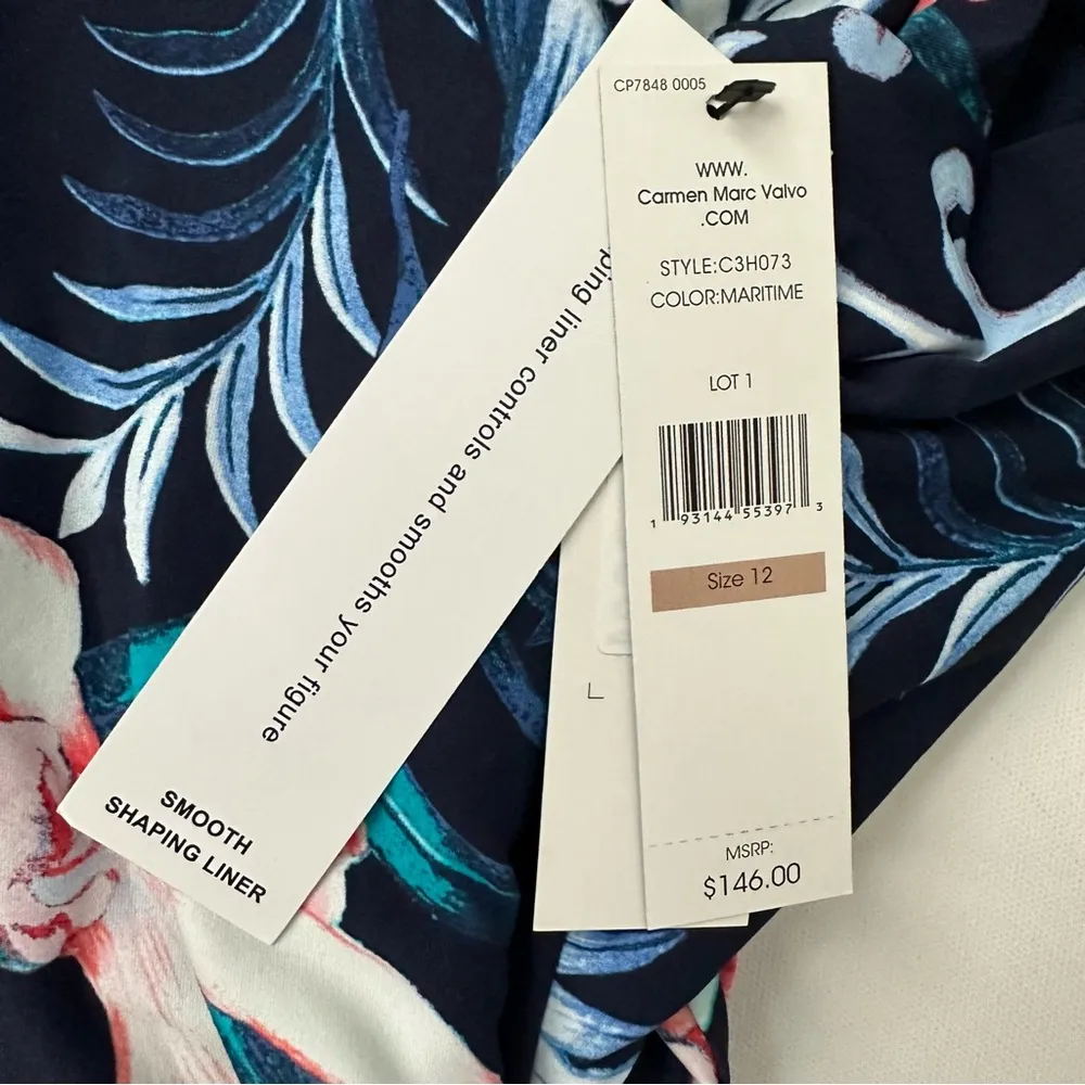 Carmen Marc Valvo Women’s One Piece V-Neck Halter Swimsuit Size 12 - Image 14