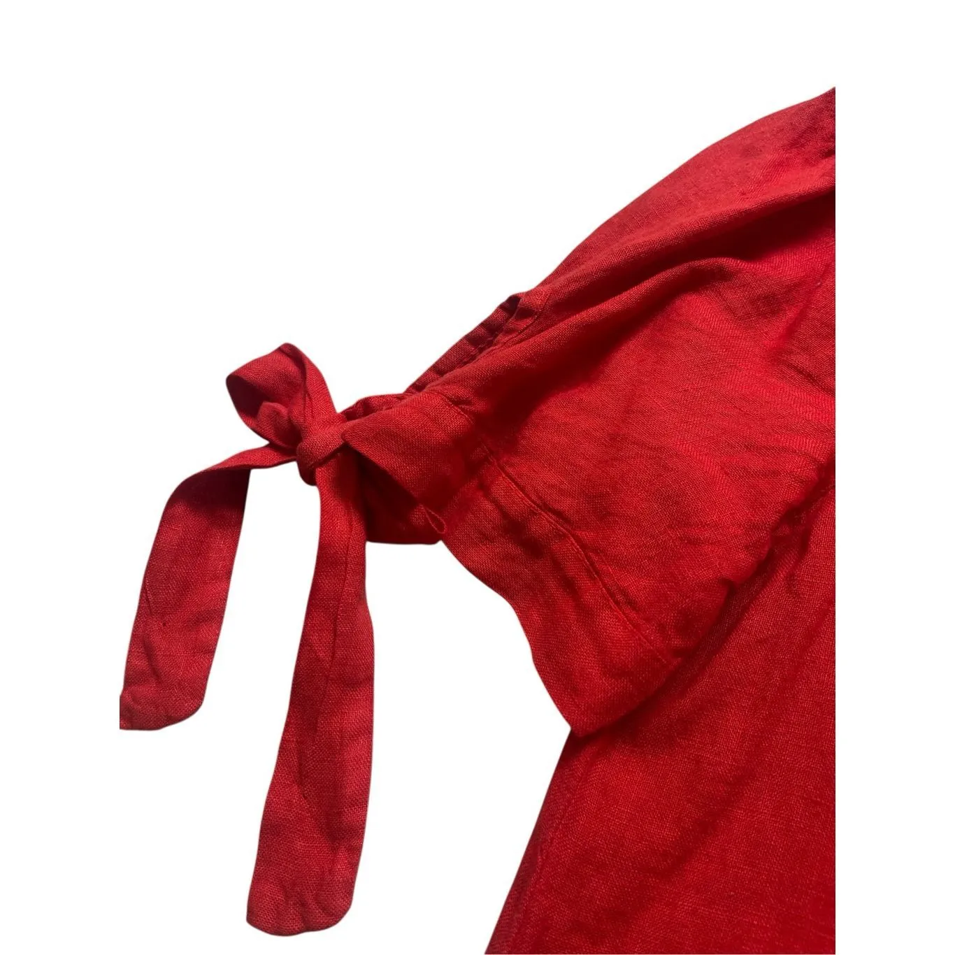 Lungo L’Arno made in Italy red linen dress lace hem sz Small - Image 4